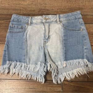 Altar'd State Blue Jean Shorts with Frayed Hem